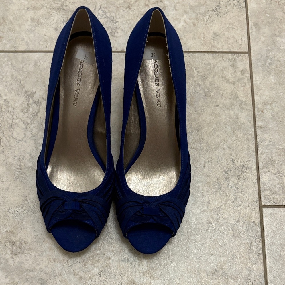 Jacques Vert Women's Blue Peep Toe Heels NWOT